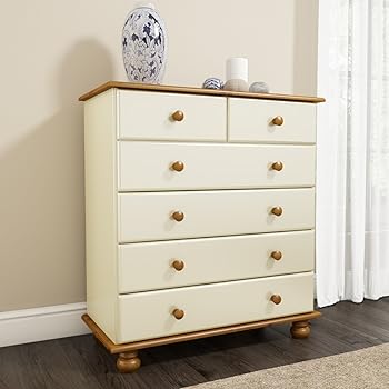 Hamilton 2 4 Chest Of Drawers In Cream And Pine Amazon Co Uk