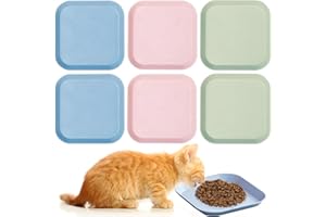 DONGNESI 6 Pcs Kitten Food Bowls,Shallow Cat Bowl,Cat Dishes,Plastic Cat Food Bowls for Kittens And Short Legged Cat(3 Colors)