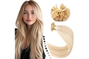 Elailite Extension Capelli Veri Cheratina 1 Grammo #18/#613 Beige Sabbia Biondo/Bleach blonde, 50 Ciocche 50g Remy Human Hair Indiani 40cm