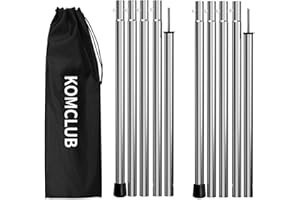 KOMCLUB Telescoping Tarp Poles Adjustable Camping Tent Poles Stainless Steel Adjustable Tent Poles for Tarp Set of 2, Camping Backpacking Tarp Awning Canopy Awning Beach Shelter Rain Fly Sun Sa