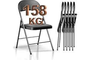 BULAGE Klappstuhl 6er Set Gartenstuhl Klappbar, Wasserdicht Campingstuhl bis 158 KG Metall Klappsessel, Klappstühle für Gäste, Küche, Camping, Schwarz