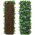 Tumotsit Artificial Ivy Fence Screening, Garden Privacy Hedge Screen, Expandable Faux Green Leaf Trellis, 30cmx180 - Expanded