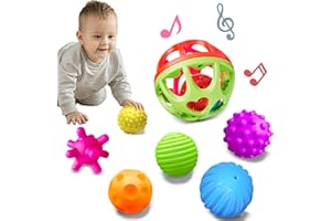 ‎ROHSCE ROHSCE “Baby Textured Multi Sensory Massage Ball Set - BPA/Phthalate/Latex-Free for Toddler Soft Balls Infant 6 Month Baby Toys Bal