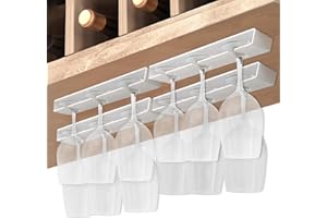 Vaisoeny Soporte para copas de vino, 4 unidades, soporte para copas de vino colgante, soporte para copas de vino debajo del armario, estante colgante para copas de vino, organizador, colgador para