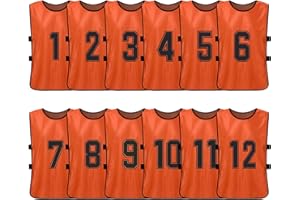 ERYUE Gilet, 12 PCS Adultes Football Pinnies Maillots De L'équipe De Football À Séchage Rapide Jeunes Sports Scrimmage Formation De L'équipe De Football Dossards Numérotés Pratique Gilet De Sport