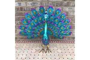 HEBEOT Statua ornamentale in metallo a forma di pavone, ornamento da giardino in metallo per esterni, statua decorativa in ferro, 43 x 33 x 20 cm