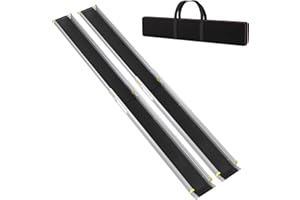 Aufun Rampa telescópica de aluminio para silla de ruedas, 2 unidades, 121-183-213c con bolsa, antideslizante, ampliable, con capacidad de carga de 272 kg, ideal para sillas de ruedas, sillas