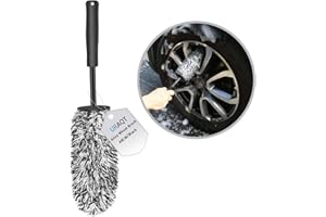 URAQT Szczotka do Czyszczenia Felg Samochodowych, 40CM Koła Szczotkowe z Mikrofibry, Szczotka do Felg Samochodowych do Wysokiej Jakości Felg Aluminiowych (czarny i biały)