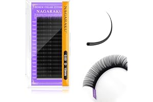 NAGARAKU Extensiones de Pestañas Individuales Volumen Lahses Pelo a Pelo Clásico 1:1 Pestañas Extensiones Natural Blando Suave Negro Eyelash Extension Pestañas Postizas 16 Filas(0.03mm D Curl 15mm)