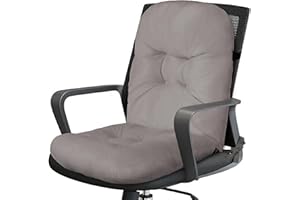 FlyGulls Office Chair Cushion with Back Elastic Belt One-Piece Soft Seat Cushion for Office Plush Anti-Slip Chair Pads with Ties for Dorm Desk Seat 40X40X8 cm (Light Grey)