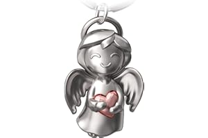 FABACH Guardian Angel Keyring Shiny with Heart – Angel Lucky Charm Keyring Love – Gift Guardian Angel Lucky Charm – Angel with Heart as a Gift Idea for Girlfriend