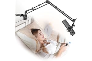 TRYONE Kindle Halterung Bett mit RF Fernbedienung Seitenwenden zum Lesen, 360° Sockel eReader Halter mit Page Turner für Kindle Paperwhite/Oasis/Kobo/Tolino/Handy/Switch/iPad mini & 4-8.6 Zoll Geräte