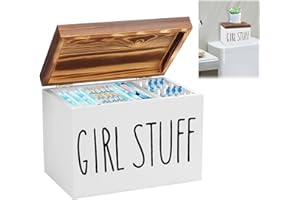 Les-Theresa Boîte de Rangement Serviette Hygiénique avec 2 Compartiments Boîte de Rangement Polyvalente pour Produits Féminins Toilette pour Tampons Serviettes Hygiéniques Coton-Tiges et Accessoires