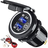 GemCoo Quick Charge 3.0 - Presa di ricarica rapida per auto, USB, adattatore con interruttore 12 V/24 V, 36 W, Dual QC3.0 USB