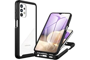 CENHUFO Funda Samsung A32 5G, Carcasa Antigolpes 360 Grados con Protector de Pantalla Integrado, Robusta Doble Cara Case Transparente Anti-Amarilleo Capa Funda para Samsung Galaxy A32 5G - Negro