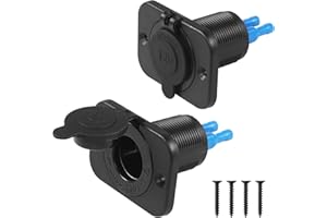 CERRXIAN 2PCS 12V Presa accendisigari per auto con LED blu, Presa accendisigari impermeabile Presa di corrente da 12 Volt Sostituzione per Auto Marine Moto ATV RV