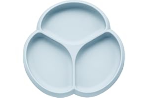 glitter&spice Assiette Ventouse Pour Bébé Assiette Silicone Bébé 6+ Mois Jeunes Enfants Garçons et Filles Sans BPA Utilisé Dans Four à Micro-ondes, Lave-vaisselle(ICE BLUE)