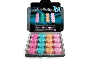SPOTLESS LEOPARD Fondant Parfumé pour Bruleur - Assortiment de 16 Tartelettes en Forme de Coeur, 4 Pcs de Chaque Parfum Maison Lady 1 Million, Sauvage, La Vie Est Bell