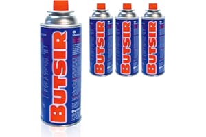 ZEMO Butsir - Paquete 4 Cartuchos de Recarga de Gas 227 g- Cartucho de Gas butano B-250 con Valvula - Ideal para quemadores, sopletes y cocinas portátiles (Pack 4)