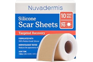 NUVADERMIS Silikonskrämma tejp för Surgical Scars – Extra Long Scar Sheets för C-sektion, Tummy Tuck, Keloid och Surgical Scars – Återanvändbar medicinsk kvalitet silikonskrämma tejp – 300 x 3,8 cm