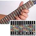 Guitar Fretboard Stickers, Guitar Sticker Notes for Learning Acoustic and Electric 6 String Guitars, Chord Stickers Musical Learning Aid Tool, Decal Colour Coded Stickers for Beginners