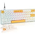 Guffercty kred 60% Mechanical Keyboard 60 Percent Honey Milk XDA Keycaps Custom Hot Swappable with RGB Backlit NKRO Type-C Cable for Win/PC/Mac (Gateron Optical Red, Bee)