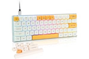 SOLIDEE 60% Przewodowa mechaniczna klawiatura do gier,61 klawiszy Klawiatura z możliwością szybkiej wymiany przełączników, podświetlana klawiatura RGB,NKRO dla systemów Windows/PC/Mac(Honey Milk)