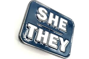 SNS COMPONENTS 'She / They Blue Pronouns' metalowa emaliowana przypinka odznaka, Metal