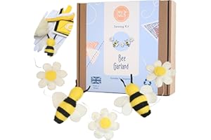 Crafty You Crafty Me - Bee and Flower Wool Blend Felt Garland, Sewing Craft Kit Activity Gift, Craft Kit for Adults, Women, Teens,Made in UK