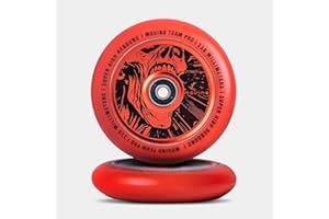 Movino Roues De Trottinette 2 Pièces 110 mm Aluminium Polyuréthane Super High Rebound Résistant À 100 kg Full Core Skeleton Rouge