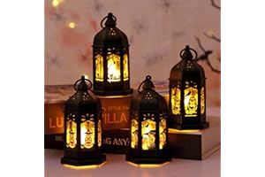 JINGTOPS 4 sztuki latarni na Halloween, dekoracyjne świeczniki i dekoracja do zewnątrz i wewnątrz