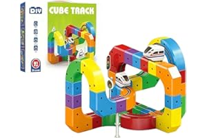 Starnearby Circuit de Train électrique, Circuit de Course Magnetique Flexible, Circuits de Construction 3D Défiant la Gravité, Jouet Stem, Cadeau pour Tout-Petits de 3-8 Ans (81PCS)