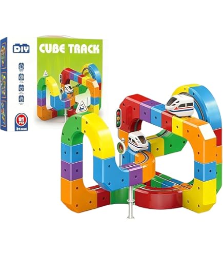 2026 DIY Cube Track, Electric Train Set Flexible Race Track, Gravity-Defying 3D Embedded Layouts & Motorised Car, Mit 51/81/123 Pieces, Toy Gifts For Children (123PCS