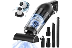 Czemo Odkurzacze ręczne bezprzewodowe Przenośny odkurzacz ręczny, USB do ładowania odkurzacz samochodowy, Mocne ssanie i szybkie ładowanie, do domu, zwierząt domowych, biura, samochodu (Czarny)