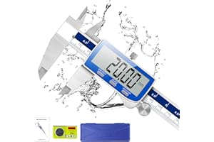 Pied a Coulisse, Qfun Pied à Coulisse Digital 150mm Acier Inoxydable Grand Écran LCD Précision Réglable 0.02mm, mm/inch Conversion, Résiste aux Eclaboussures, Mesure de l'industrie Domestique