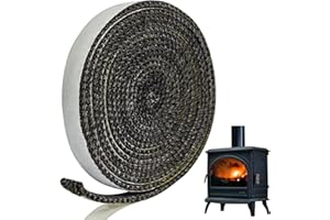 UDEWO Flat Stove Rope, Self Adhesive Stove Glass Seal Heat Resistant Stove Rope 3m Longx15mm Wide Fireplace Tape Wood Stove Door Gasket Stove Door Glass Seal Rope Fiberglass Rope Seal for Fireplaces Doors