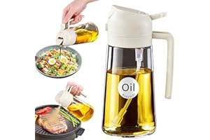 YARRAMATE Spruzzino Olio per Friggitrice Aria 2 in 1, 470 ml Dosatore Bottiglia e Oliera Spray da Cucina, Accessori Nebulizzatore per Alimenti e Spruzzatore (Bianco)