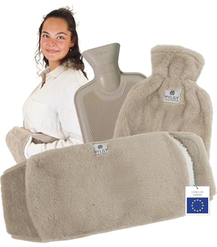 Bouillotte D'eau Chaude HAOCEE 2L - Moelleuse, Réutilisable - Pour Cou, Mains, Ventre