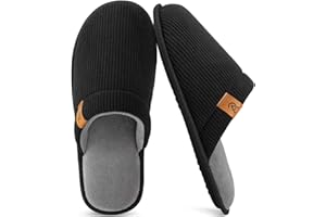 VeraCosy Men's Corduroy Scuff Slippers Soft Comfy Memory Foam Non-slip Indoor House Shoes