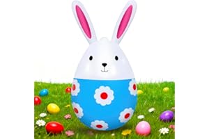 DIELOVEHUA Nadmuchiwany zajączek wielkanocny, 16 cali, olbrzymi królik wielkanocny, uroczy nadmuchiwany wielkanocny, na przyjęcie wielkanocne, drzwi przednie, dziedziniec, trawnik, ogród (B)