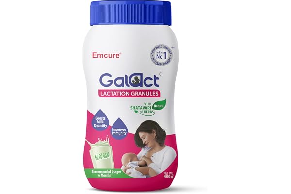 Galact Lactation Granules 400g for Breastfeeding Mothers 4X Breast Milk Boost Clinically Tested Lactation Supplement Shatavari & 6 Herbs Boost Immunity Elaichi Flavour 20 Days Pack