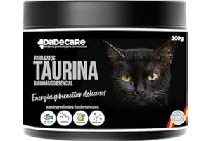 DADECARE Taurina 300g Sabor Pescado para Gatos - Formato Polvo - con Vitaminas y Minerales | Salud del Corazón, Visión y Sistema Inmune | Alta Palatabilidad