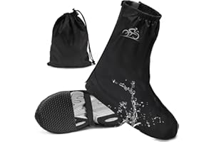KAZATE Couvre Chaussure Impermeable, Surchaussures Impermeables Cyclisme, Moto Scooter Bicyclette Protege Chaussure Pluie Velo Réutilisables, Surchaussures Étanches Pluie Neige Boue avec Bande Réfléchissante
