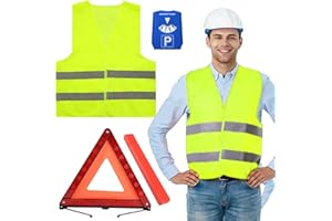 BUERPINKING Triangulos Coche Homologados,Warndreieck Kfz und Ein Temporäres Parkschild für Autos, Warnwesten Auto Auto-Verkehrssicherheitsset, Plegable Triángulo de Advertencia Dispositivo de Chaleco Reflectante