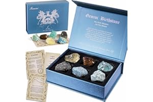 Faivykyd Gemini Birthday Crystals Set, Natural Healing Crystals with Horoscope Box, Zodiac Birthstone Crystal Set for Healing, Spiritual Gift for Women Men Friends, Healing Stones for Beginners