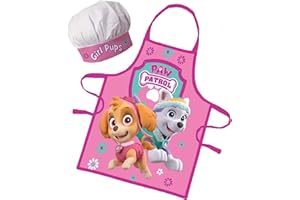 Sorrisini Delantal Infantil y Gorro de Cocinero para Niños Paw Patrol Skye, Delantal Niños Cocina y Sombrero para Cocinar, Hornear o Pintar, Mandil Niña, 3-8 Años