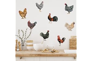PLIGREAT Calcomanías de pared de gallos, decoración de arte de pared de bricolaje extraíbles de vinilo para decoración del hogar de granja, 8 calcomanías de pared 3D realistas para pollos