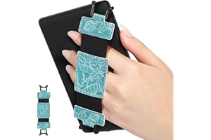 MoKo Soft Hand Strap for 6-8" Kindle eReaders Fire Tablet Kindle/Kobo/Voyaga/Lenovo/Sony Kindle E-Book Tablet, Black High-Elasticity Versatile Hand Strap Lightweight Finger Grip Holder, Line Drawings
