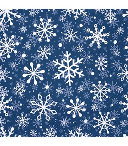 Lot De 20 Serviettes De Noël à Motifs Boules Bleues – 33x33 Cm – Idéales Pour Déco De Table, Bricolage Ou Découpage - 10