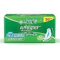 Whisper Ultra Clean Sanitary Pads for Women, XL 30 Napkins
